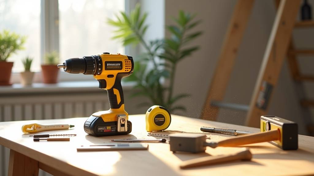 Outils de bricolage pour débutant sur une table de travail