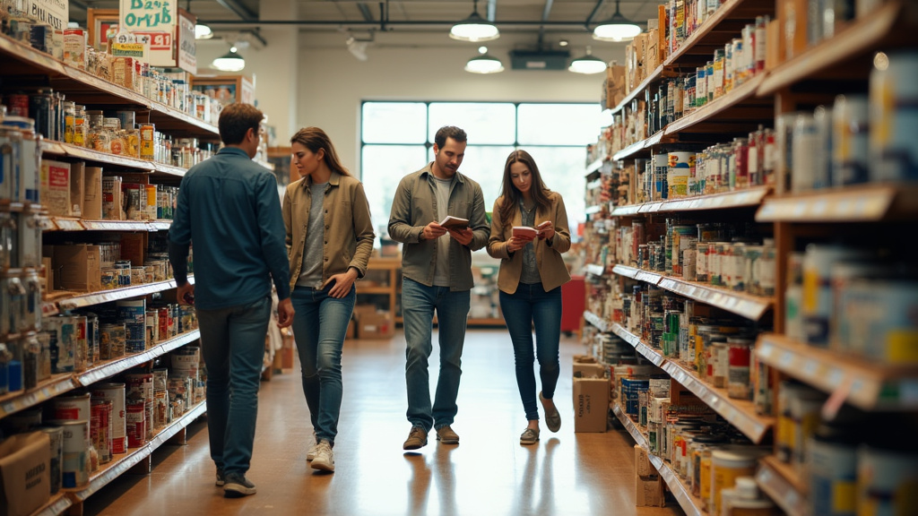 Intérieur d'un magasin Bricomarché avec rayons de produits