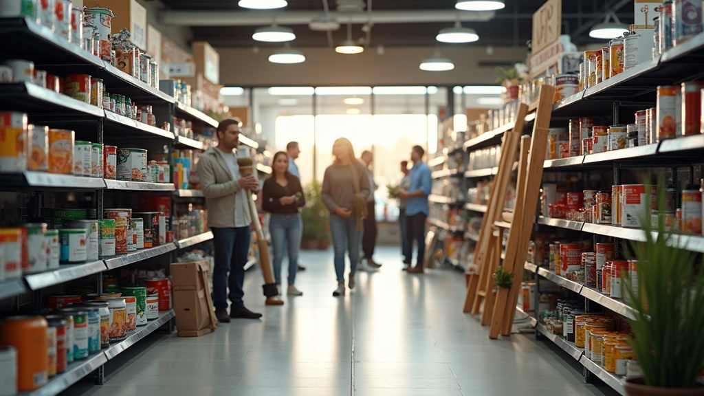 Magasin Bricomarché vu de l'extérieur avec enseigne lumineuse