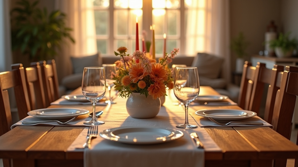 Table à manger stylisée avec des éléments minimalistes