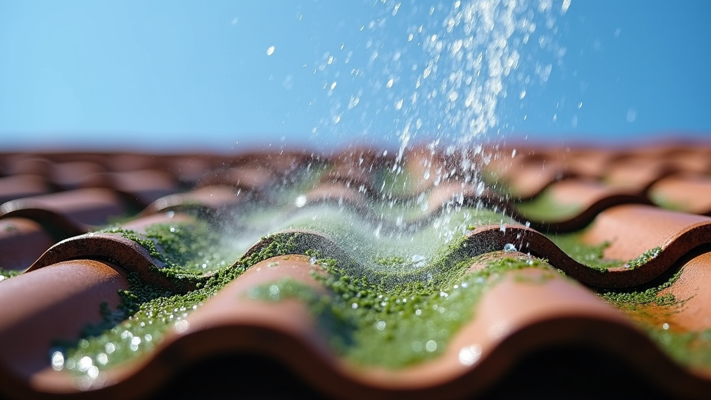 Toiture envahie par la mousse nécessitant un démoussage