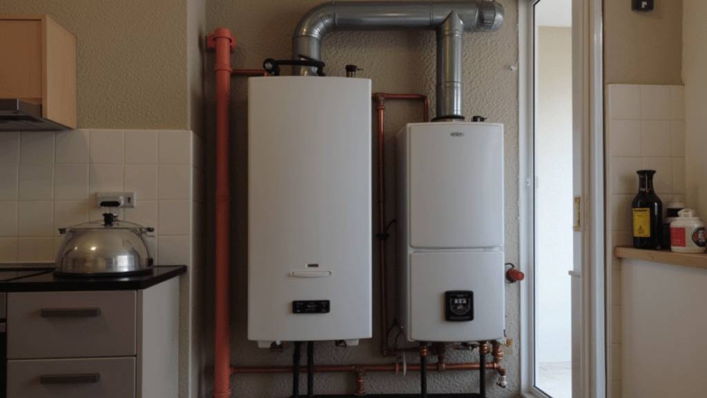 Siphon de condensats et tuyau d'évacuation de la chaudière