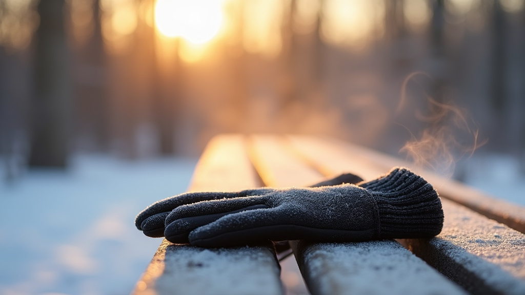 Personne portant des gants chauffants en hiver