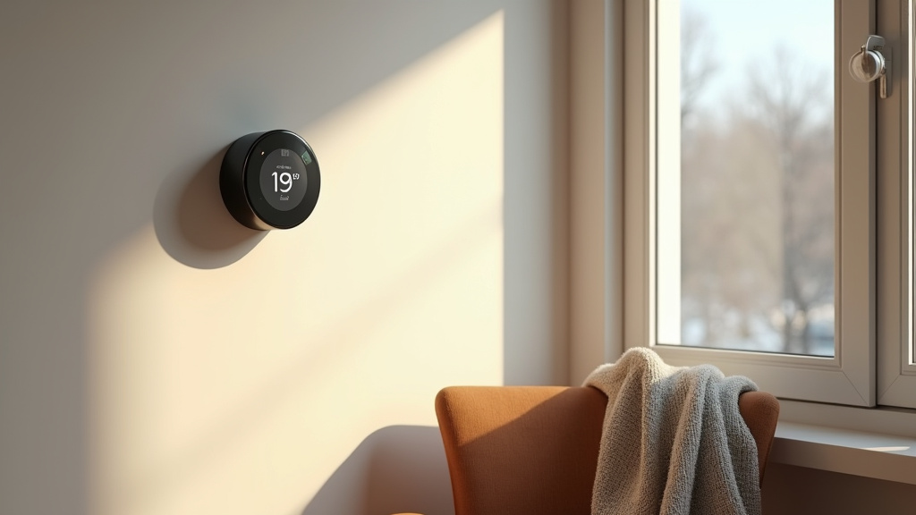 Thermostat programmable affichant une température de 19°C