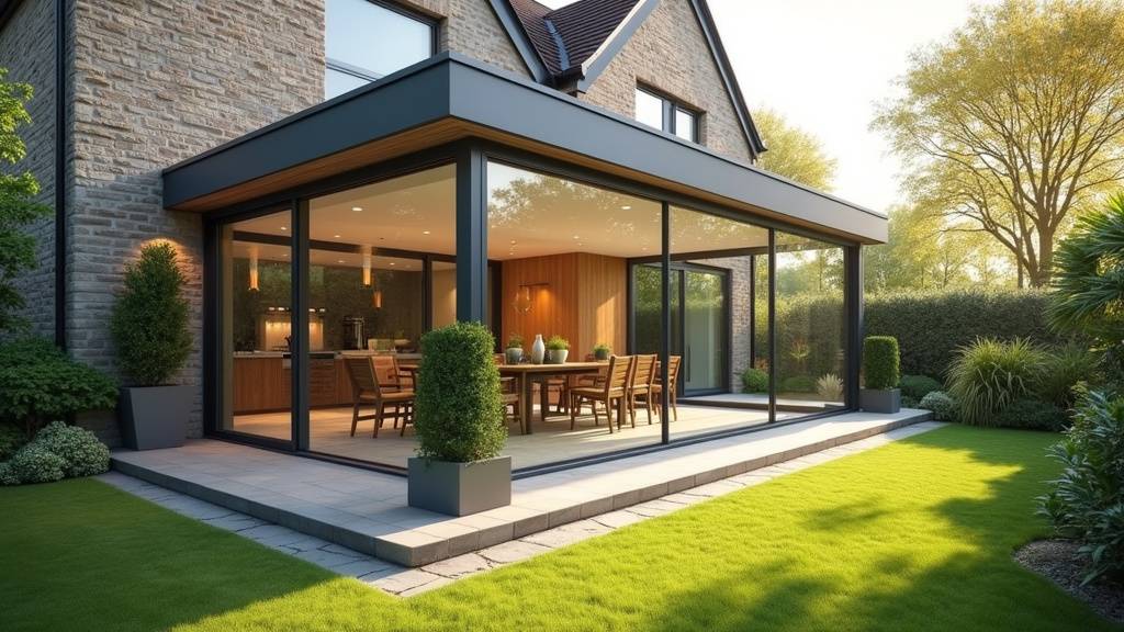 Extension maison en bois avec toit plat - gamme Horizon
